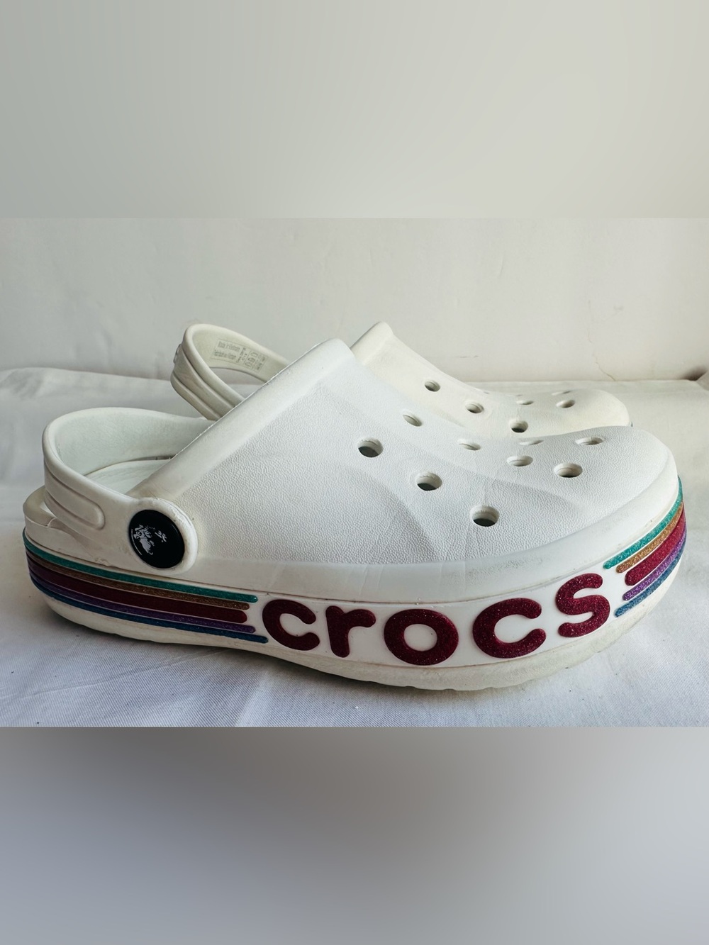 Kids Bayaband Rainbow Glitter Crocs Size C13